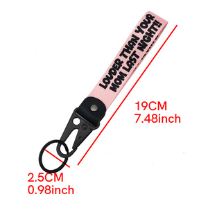 Porte-clés en alliage de zinc avec broderie <span class=keywords><strong>moto</strong></span> et voiture, motif bande de tissu, pendentif et sangle de remorque - Product Image 4