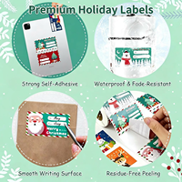 Autocollants en vinyle imperméables personnalisés pour cadeaux de Noël, motifs étoiles de dessins animés, adhésifs, décorations pour papier cadeau de fêtes