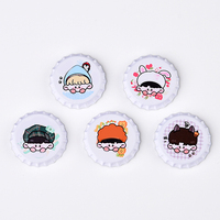 Badge en fer blanc imprimé avec logo personnalisé, type bouchon de bouteille, pour bouteille de bière, ou comme bouton ou épinglette, idéal comme cadeau