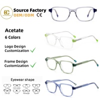 Personnalisation, style tendance, lunettes optiques en acétate pour enfants, montures de lunettes rectangulaires durables pour un usage quotidien, OEM/ODM