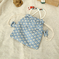Pochette cadeau rétro en jacquard écaille de poisson avec cordon de serrage, sac de rangement pour bijoux en tissu à double doublure, sac d'emballage pour bracelets et colliers