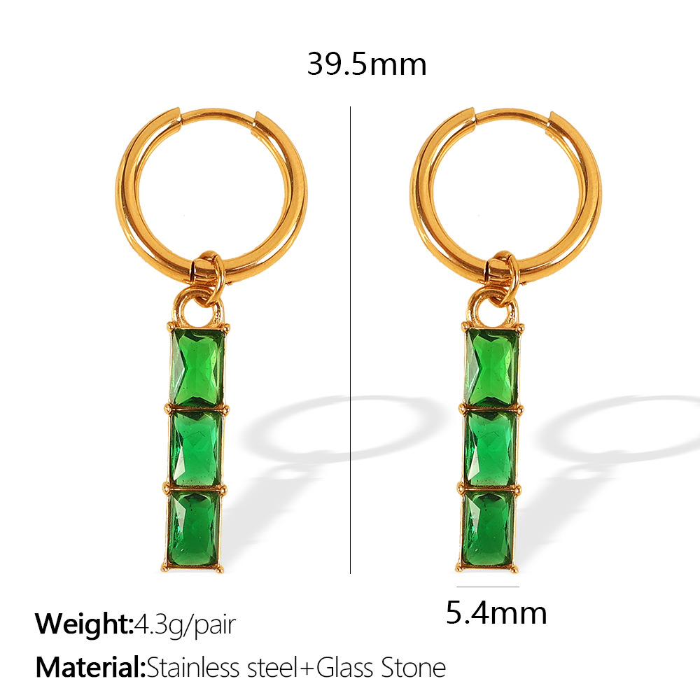EH754 Green Stone Gold Earrings