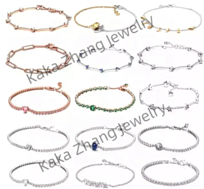 Simple Quality Jewelry Set Designs 2023 925 Silver Diamond Heart Shaped Clasp DIY Fashion Jewelry Bracelets