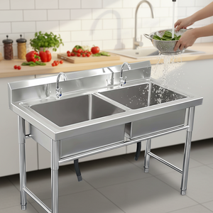 Lavello da <span class=keywords><strong>Cucina</strong></span> in Acciaio Inossidabile Resistente alla Corrosione con Dimensioni Personalizzabili, Lavello Commerciale per Scuole - Product Image 1