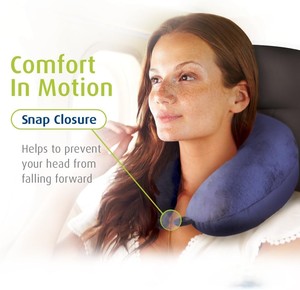 Oreiller de voyage pour <span class=keywords><strong>avion</strong></span> à microbilles double face bleu, super doux et confortable, en peluche et spandex rafraîchissant, avec soutien cervical personnalisable - Product Image 2