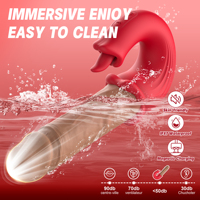 Heißer Zungen-Vibrator mit 10 Stoß- und Leckmodi, G-Punkt und Klitoris-Stimulation, Silikon-Dildo, USB-Aufladbar, 100% Wasserdicht, 40dB