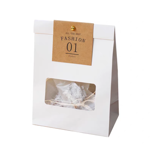 定制徽标可回收食品级牛皮纸三明治袋，带透明窗口铆钉密封20x15x8cm用于食品 - Product Image 1