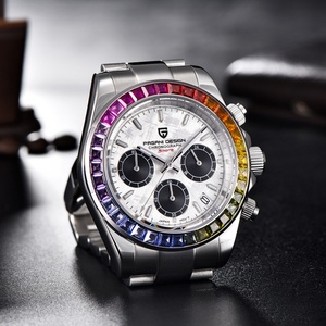 Montres chronographes à quartz Pagani Design Original 1644 en acier inoxydable avec diamants colorés pour hommes - Product Image 5