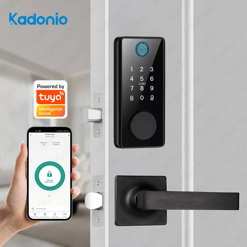 Fechadura de porta com fechadura inteligente para porta digital RFID, fácil instalação, com teclado digital e fechadura automática sem chave, impressão digital Kadonio