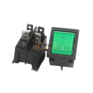 KCD4 30A saklar 4 pin 2 Level lampu hijau, saklar tipe kapal plastik Rocker berbentuk kapal