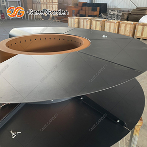 Corten Steel Smokeless Fire Pit <b>Table</b> and Chair Metal Fire Bowl with <b>BBQ</b> Grill Tray Powder Coated CE Certified - Product Image 4