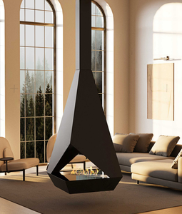 <span class=keywords><strong>Cheminée</strong></span> <span class=keywords><strong>suspendue</strong></span> au bioéthanol en acier moderne sur mesure, foyer à feu réel pour salon et cuisine, usage domestique - Product Image 2