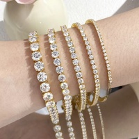 Bracelet Tennis en Argent Sterling 925 avec Moissanite VVS, Or Blanc, 2mm 3mm 4mm 5mm, pour Femme et Homme, Bijoux Fins, Cadeaux, Diamant de Laboratoire GRA