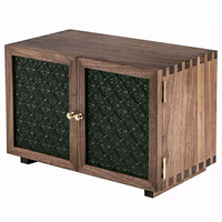 Meuble de rangement moderne marron mini double porte en verre gaufré vert avec jointure en queue d'aronde, vente en gros OEM/ODM
