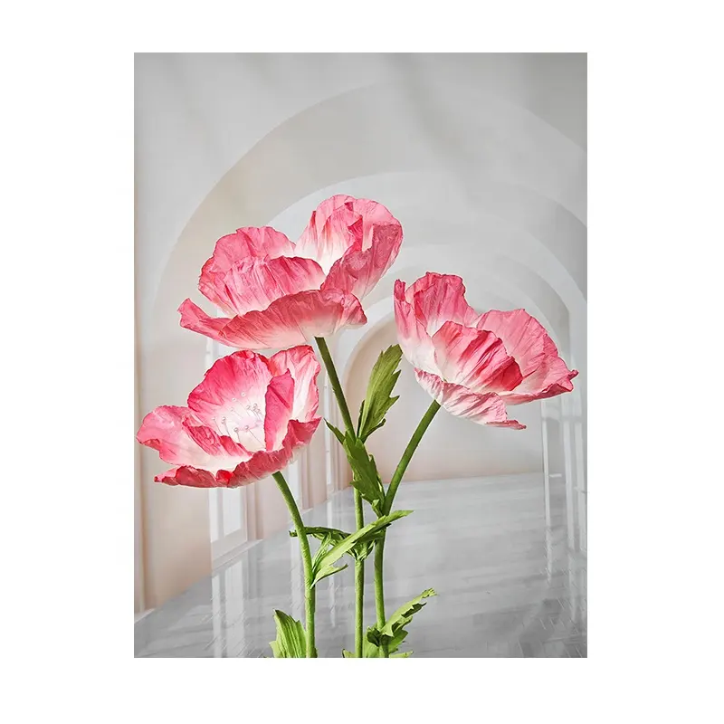 Bunga palsu berdiri bebas Organza kertas sutra bunga raksasa untuk tampilan jendela dekorasi pernikahan disesuaikan