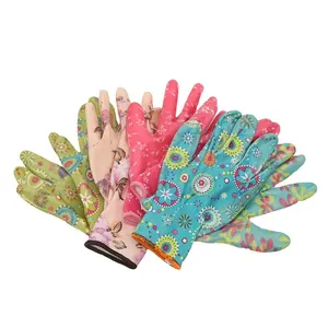 FangQian 13 Gauge Palm Coated Wrinkle nitrile more grip Hand Protection Glove for gardening