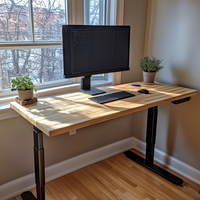 Bureau debout en bois massif avec 2 moteurs réglable en hauteur pour meubles de bureau à domicile finition UV couleur naturelle