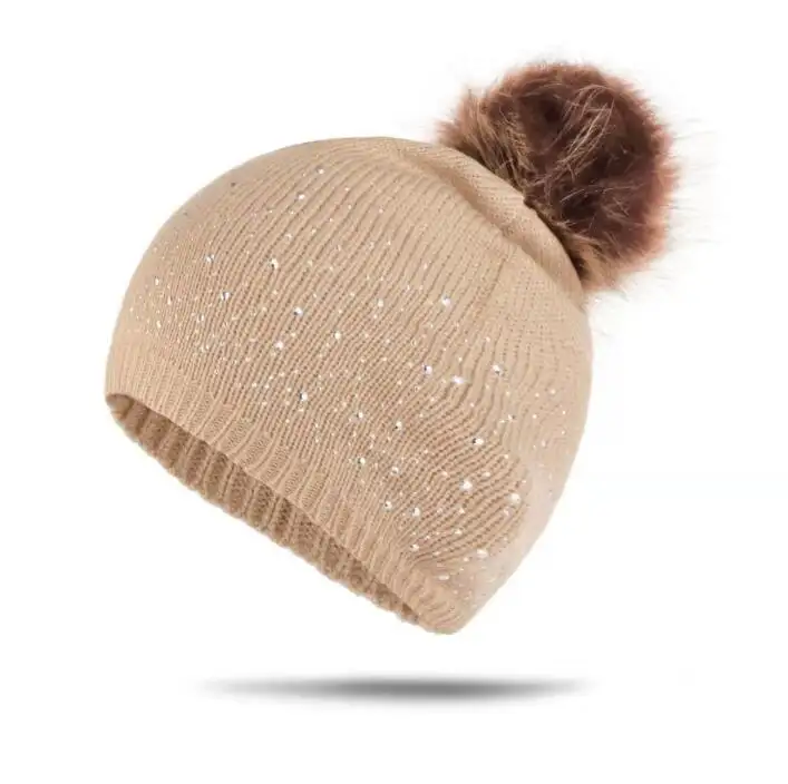 Bonnet en laine pour enfants, nouveau, chapeau d'hiver pour enfants, doux et chaud, bonnet avec strass, vente en gros,