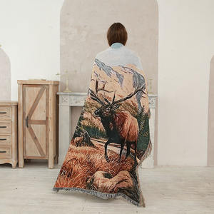 Precio al por mayor suave algodón marrón ciervo hilo <span class=keywords><strong>tapiz</strong></span> Jacquard <span class=keywords><strong>tapiz</strong></span> - Product Image 1