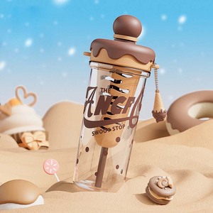 Nouveaux produits 2025 mignon enfants bouteille d'eau en plastique avec sangle gobelet de crème glacée avec paille thé <span class=keywords><strong>infuseur</strong></span> <span class=keywords><strong>tasse</strong></span> d'eau <span class=keywords><strong>pour</strong></span> l'école Kawaii - Product Image 3