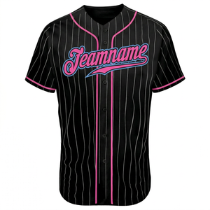 Maillot de baseball personnalisé pour homme, à rayures fines, boutonné, uniforme de baseball sublimé, vêtements de sport d'équipe - Product Image 1