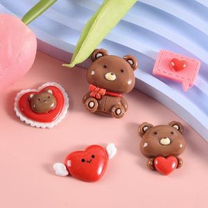 Décorations de la Saint-Valentin en résine, ours en peluche adorable, design populaire, ornements de dessin animé en résine, décorations d'animaux en résine pour la Saint-Valentin - Product Image 2