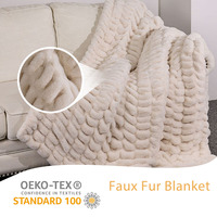 Plaid en fausse fourrure de luxe toutes saisons, couleur unie, haute capacité de rétention de chaleur, taille standard