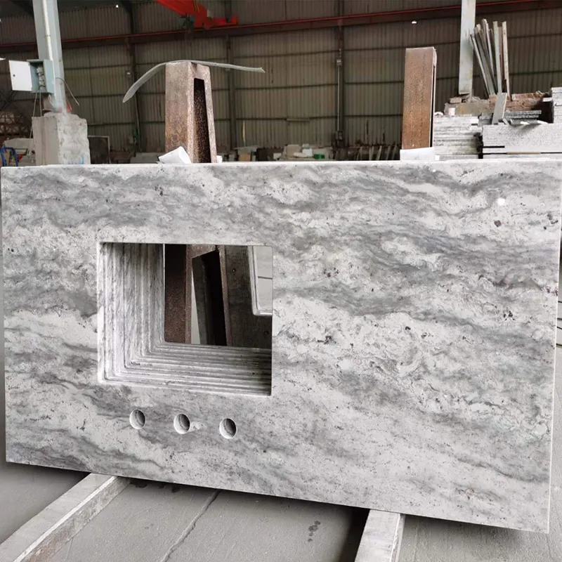 OEM granito colonial white Natural Stone India 10-15days Hotel River White Granite Slabs for Kitchen Countertops and Tanble Tops