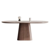 Table à manger rectangulaire en bois massif de style rétro moderne avec chaises chinoises pour petit appartement
