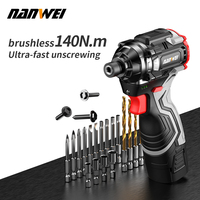 NANWEI Perceuse-visseuse à percussion sans fil 16V sans balais, 140 Nm, pour usage domestique