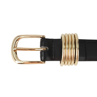 Goldene Schnalle & Spitze Metall D-Ringe Mode Casual Designer Damengürtel Schwarz Damen PU-Leder Bekleidungszubehör