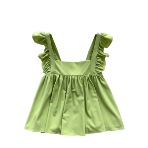 Chemisier Vert Sans Manches en Satin à Volants et Col Nœud, Coupe Classique, pour Femme, Été, Décontracté, Couleur Unie, Respirant, Bretelles Fines, Style Vintage - Product Image 1