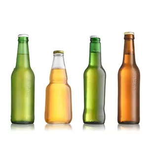 अनुकूलन योग्य एम्बर ग्रीन क्राउन कैप बियर 330 मिलीलीटर 300 मिलीलीटर 250 मिलीलीटर बियर कांच की बोतल