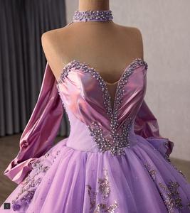 Vestido de Quinceañera Moderno y Soñador Aurtertx ZR9987, Degradado Morado, con Espalda Descubierta, Gargantilla de Perlas, para Fiesta de Quince Años - Product Image 3