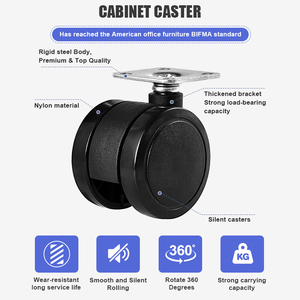 Nylon PVC 2 Zoll drehbare drehbare Möbel rollen Bürostuhl Doppel rad rollen mit Bremse - Product Image 2