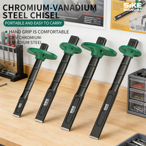Cincel plano de acero CR-V y herramienta <span class=keywords><strong>para</strong></span> mampostería - 6/8/10/12 mm, protector de mano extraíble <span class=keywords><strong>para</strong></span> trabajos en hormigón y azulejos - Product Image 1