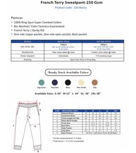 Pantalon de survêtement en molleton français pour homme, coton lourd de qualité supérieure 250 GSM, tissu doux, coupe décontractée, respirant - Product Image 6