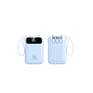 พาวเวอร์แบงค์ 10000mAh ชาร์จเร็วพร้อมสายในตัว ขนาดกะทัดรัด พกพาสะดวก สีฟ้า - Product Image 1