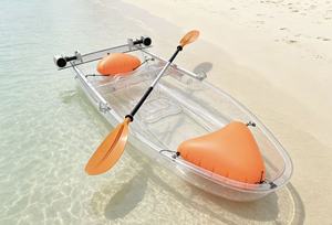 Kayak transparent en PC cristallin pour une personne, canoë à queue carrée avec pagaie et bouée gonflable pour les sports nautiques en mer et en océan - Product Image 6