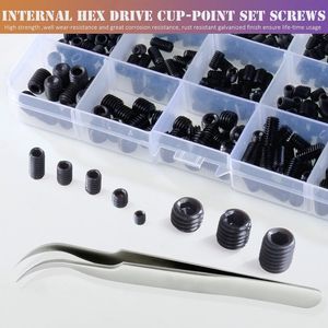 Allen Head Socket Hex <b>Grub</b> <b>Screw</b> Set 530pcs M3 M4 <b>M5</b> M6 M8 DIN 916 Industrial Grade Blackened Steel Assortment Kit - Product Image 2