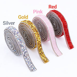 Wholesale 1cm Bling Self-Adhesive <strong>Resin</strong> Mesh <strong>Strips</strong> with Round Point Back Rhinestones for Bags &amp; Shoes Decoration - Product Image 2