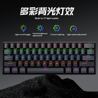 Clavier mécanique pour ordinateur portable T-WOLF T60, filaire USB, RGB, 61 touches, touches colorées, interrupteurs rouges arabes/russes