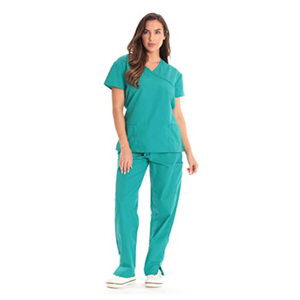 OEM abbigliamento medico ospedale uniforme su misura per l'<span class=keywords><strong>infermiera</strong></span> cotone manica corta blu per le donne 100% cotone vestiti del personale ospedaliero - Product Image 3