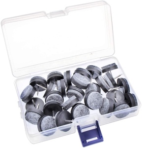 28 pièces de 24 mm de diamètre coussinets de meubles noirs à clouer coussinets en feutre avec clou pour meubles en bois tabourets de chaise pieds de table - Product Image 1