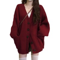 Suéter de punto de alta calidad para mujer, suéter de abrigo para mujer, chaqueta cárdigan suelta