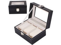 Luxe opbergdoos voor horloges, 3/6/10/12 vakjes, PU leder, met venster