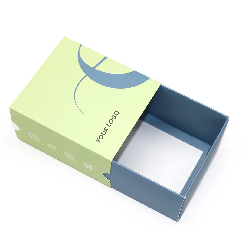 New Arrival Wholesale Private Logo Green Blue Small Drawer Box White Cardboard Custom Paper Box For Cosmetic Products Packaging