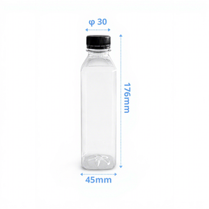 Botella PET Cuadrada de Alta Calidad de 320 ml con Tapa de Rosca, a Prueba de Fugas y de Grado Alimenticio para Té de Burbujas OEM/ODM-BC320-1610 - Product Image 1