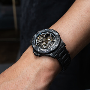 Orologi Meccanici Automatici da Uomo di Lusso, Edizione Limitata, con Cassa Rotonda in Fibra di Carbonio Forgiato, Quadrante <span class=keywords><strong>Nero</strong></span> e Lancette Luminose per Business - Product Image 4