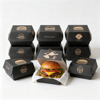 Boîte à hamburger personnalisée en gros, OEM, logo imprimé, emballage alimentaire jetable en carton de qualité alimentaire pour restaurant